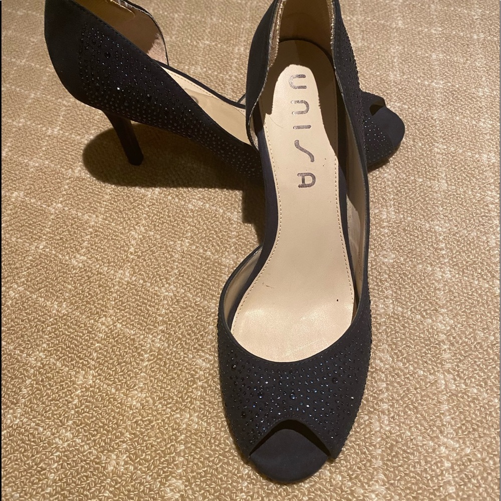 Blue fabric sequined shoes 8-1/2